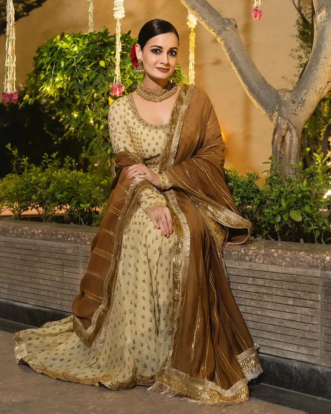 Dia Mirza In North Indian Traditional Green Gown